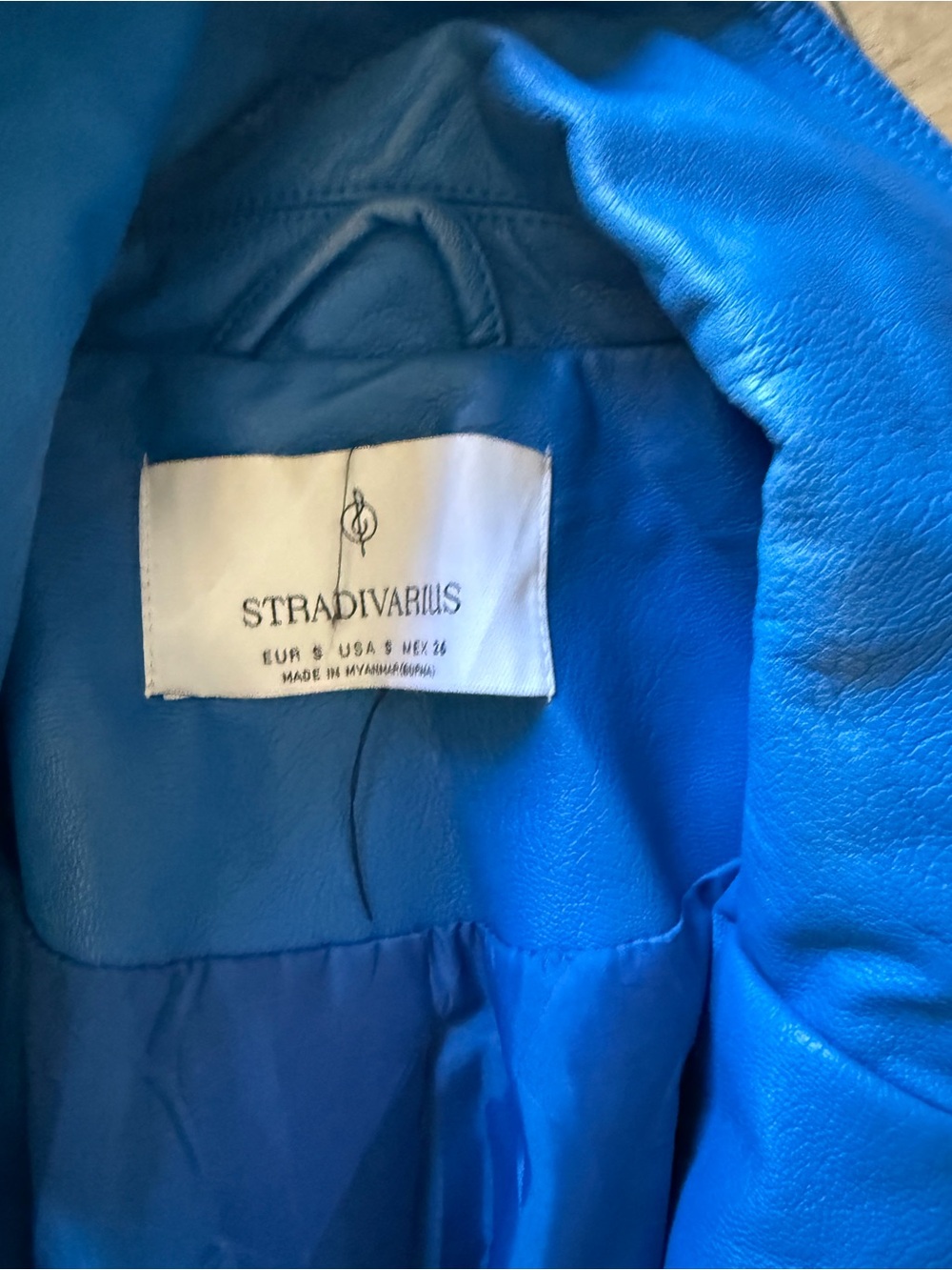 Stradivarius Women's Bright Blue Leather Jacket